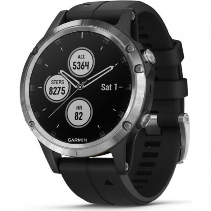 Часы GARMIN FENIX 5 Plus серебристый с черным ремешком Россия 010-01988-17 Часы GARMIN FENIX 5 Plus серебристый с черным ремешком Россия 010-01988-17