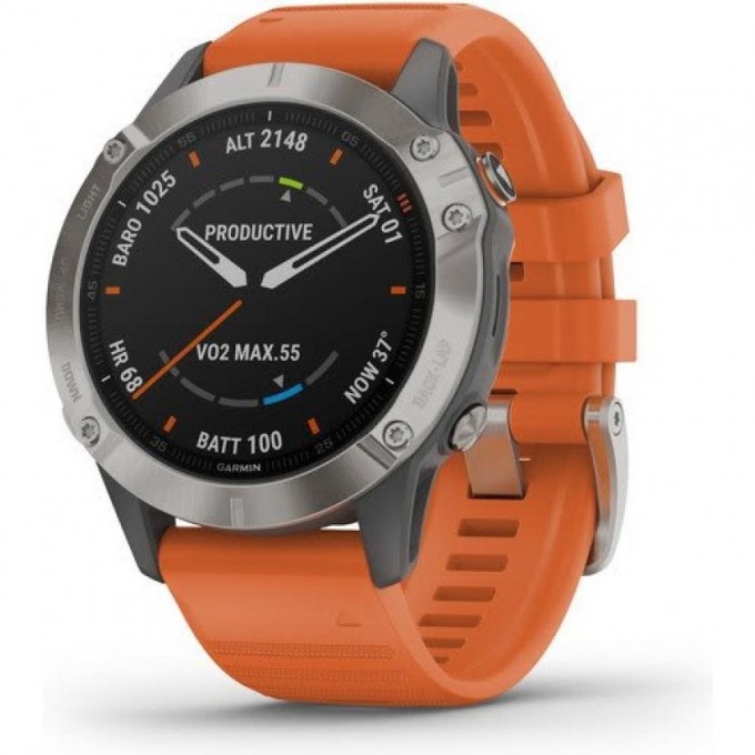 Часы GARMIN FENIX 6 SAPPHIRE TITANIUM GRAY SILVER WITH ORANGE BAND 010-02158-14 Часы GARMIN FENIX 6 SAPPHIRE TITANIUM GRAY SILVER WITH ORANGE BAND 010-02158-14