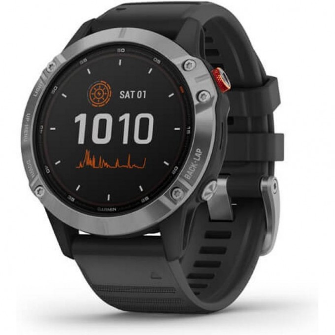 Часы GARMIN FENIX 6 SOLAR SILVER WITH A BLACK BAND 010-02410-00 Часы GARMIN FENIX 6 SOLAR SILVER WITH A BLACK BAND 010-02410-00