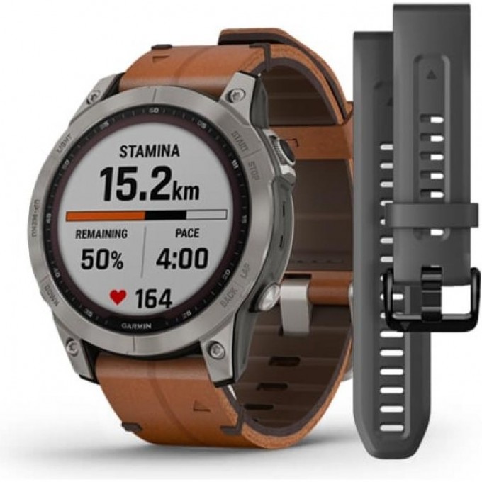 Часы GARMIN FENIX 7 – SAPPHIRE SOLAR EDITION TITANIUM WITH CHESTNUT LEATHER BAND 11342 Часы GARMIN FENIX 7 – SAPPHIRE SOLAR EDITION TITANIUM WITH CHESTNUT LEATHER BAND 11342