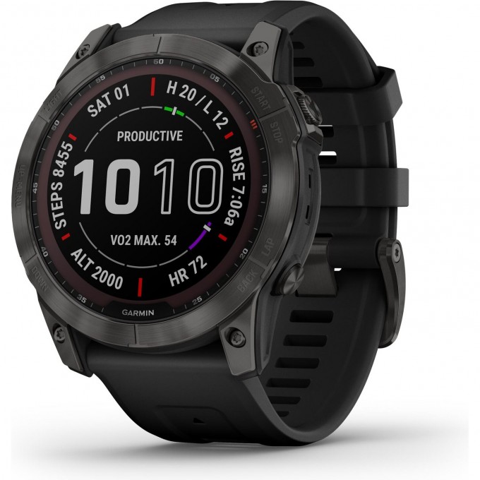 Часы GARMIN FENIX 7 Sapphire Solar титановый черный DLC с силиконовым ремешком 010-02541-23G Часы GARMIN FENIX 7 Sapphire Solar титановый черный DLC с силиконовым ремешком 010-02541-23G