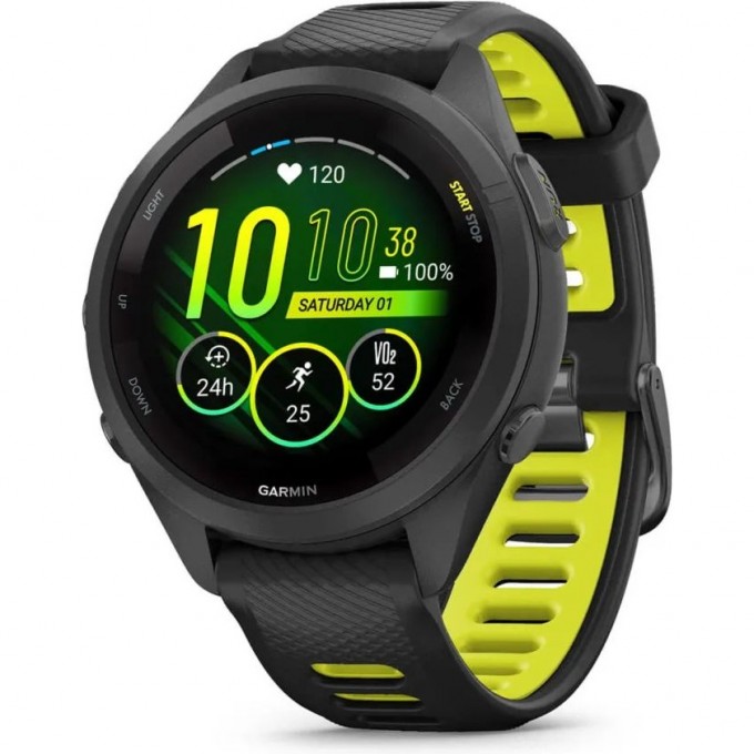 Часы GARMIN FORERUNNER 265S BLACK BEZEL AND CASE WITH BLACK/AMP YELLOW SILICONE BAND 010-02810-13 Часы GARMIN FORERUNNER 265S BLACK BEZEL AND CASE WITH BLACK/AMP YELLOW SILICONE BAND 010-02810-13