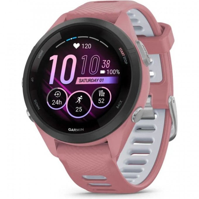 Часы GARMIN FORERUNNER 265S BLACK BEZEL WITH LIGHT PINK CASE AND LIGHT PINK/WHITESTONE SILICONE BAND 010-02810-15 Часы GARMIN FORERUNNER 265S BLACK BEZEL WITH LIGHT PINK CASE AND LIGHT PINK/WHITESTONE SILICONE BAND 010-02810-15