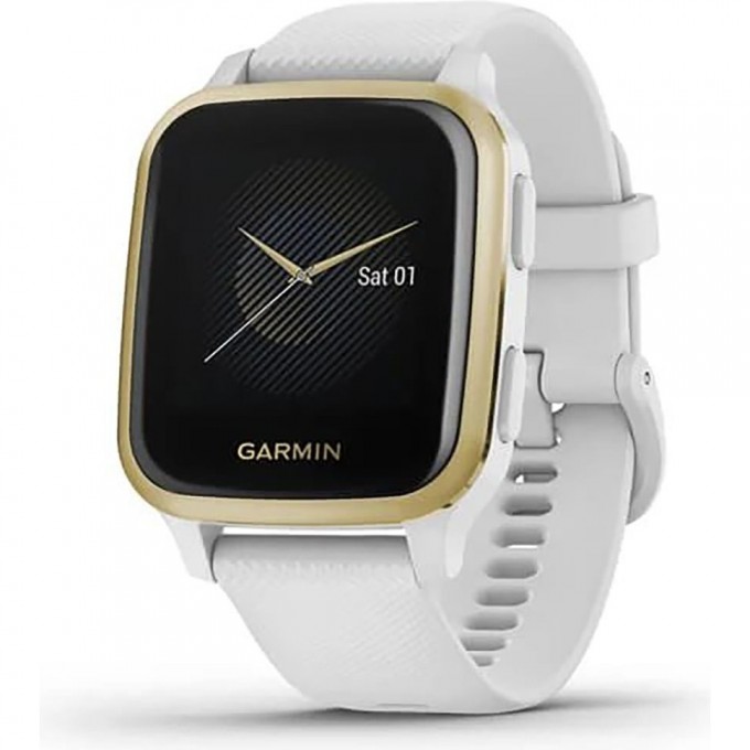 Часы GARMIN VENU SQ белый с золотистым алюминиевым безелем и с силиконовым ремешком 010-02427-11 Часы GARMIN VENU SQ белый с золотистым алюминиевым безелем и с силиконовым ремешком 010-02427-11