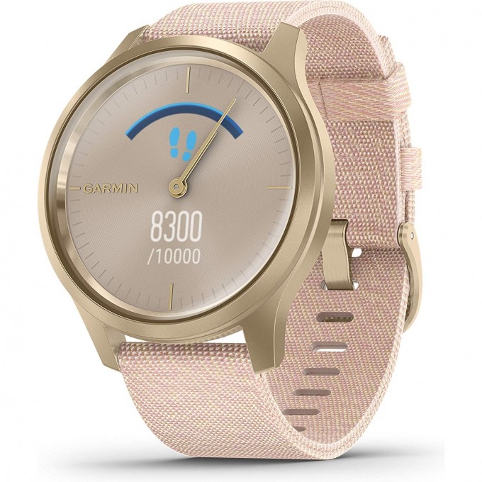 Часы GARMIN VIVOMOVE STYLE светло-золотистый с плетеным нейлоновым розовым ремешком 010-02240-22 Часы GARMIN VIVOMOVE STYLE светло-золотистый с плетеным нейлоновым розовым ремешком 010-02240-22