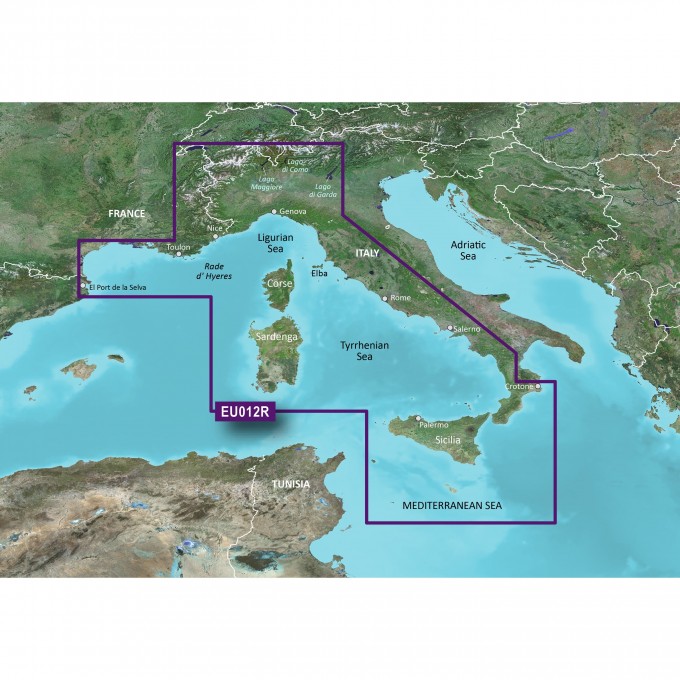 Карта GARMIN Италия, Западное побережье, Средиземное море g3 Vision VEU012R Карта GARMIN Италия, Западное побережье, Средиземное море g3 Vision VEU012R