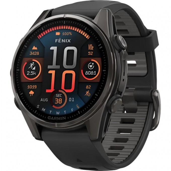 Смарт-часы GARMIN FENIX 8 – 43 мм, AMOLED Sapphire, титан с DLC-покрытием Carbon Gray и силиконовым ремешком черного/серого цвета 010-02903-21 Смарт-часы GARMIN FENIX 8 – 43 мм, AMOLED Sapphire, титан с DLC-покрытием Carbon Gray и силиконовым ремешком черного/серого цвета 010-02903-21