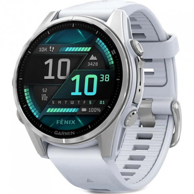 Смарт-часы GARMIN FENIX 8 – 43 мм, AMOLED, серебристые с силиконовым ремешком цвета белый камень 010-02903-00 Смарт-часы GARMIN FENIX 8 – 43 мм, AMOLED, серебристые с силиконовым ремешком цвета белый камень 010-02903-00