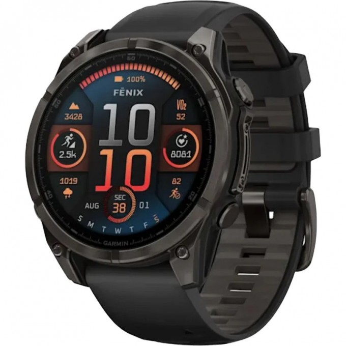 Смарт-часы Garmin Fenix 8 – 47 мм, AMOLED Sapphire, титан с DLC-покрытием Carbon Gray и силиконовым ремешком черного/серого цвета 010-02904-21 Смарт-часы Garmin Fenix 8 – 47 мм, AMOLED Sapphire, титан с DLC-покрытием Carbon Gray и силиконовым ремешком черного/серого цвета 010-02904-21