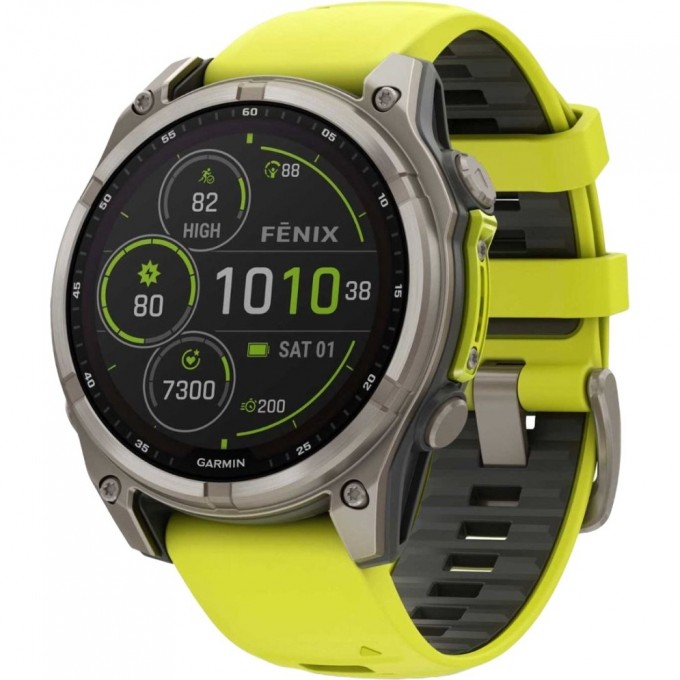 Смарт-часы GARMIN FENIX 8 – 47 мм, Solar Sapphire, титан с ярко-желтым/графитовым силиконовым ремешком 010-02906-21 Смарт-часы GARMIN FENIX 8 – 47 мм, Solar Sapphire, титан с ярко-желтым/графитовым силиконовым ремешком 010-02906-21