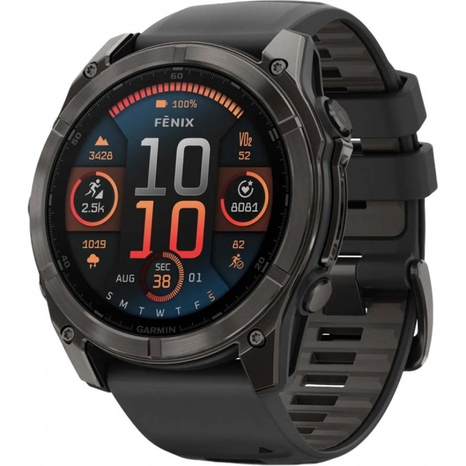 Смарт-часы GARMIN FENIX 8 – 51 мм, AMOLED Sapphire, титан с DLC-покрытием Carbon Gray и силиконовым ремешком черного/серого цвета 010-02905-21 Смарт-часы GARMIN FENIX 8 – 51 мм, AMOLED Sapphire, титан с DLC-покрытием Carbon Gray и силиконовым ремешком черного/серого цвета 010-02905-21