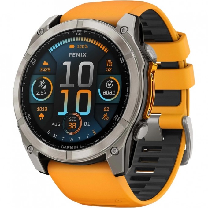 Смарт-часы GARMIN FENIX 8 – 51 мм, AMOLED Sapphire, титан с силиконовым ремешком цвета Spark Orange/Graphite 010-02905-11 Смарт-часы GARMIN FENIX 8 – 51 мм, AMOLED Sapphire, титан с силиконовым ремешком цвета Spark Orange/Graphite 010-02905-11