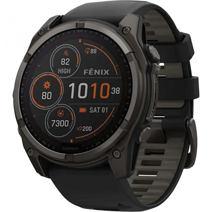Смарт-часы GARMIN FENIX 8 – 51 мм, Solar Sapphire, титан с DLC-покрытием Carbon Gray и силиконовым ремешком черного/серого цвета 010-02907-11 Смарт-часы GARMIN FENIX 8 – 51 мм, Solar Sapphire, титан с DLC-покрытием Carbon Gray и силиконовым ремешком черного/серого цвета 010-02907-11