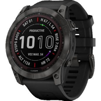 Часы GARMIN FENIX 7 Sapphire карбон серый с силиконовым ремешком